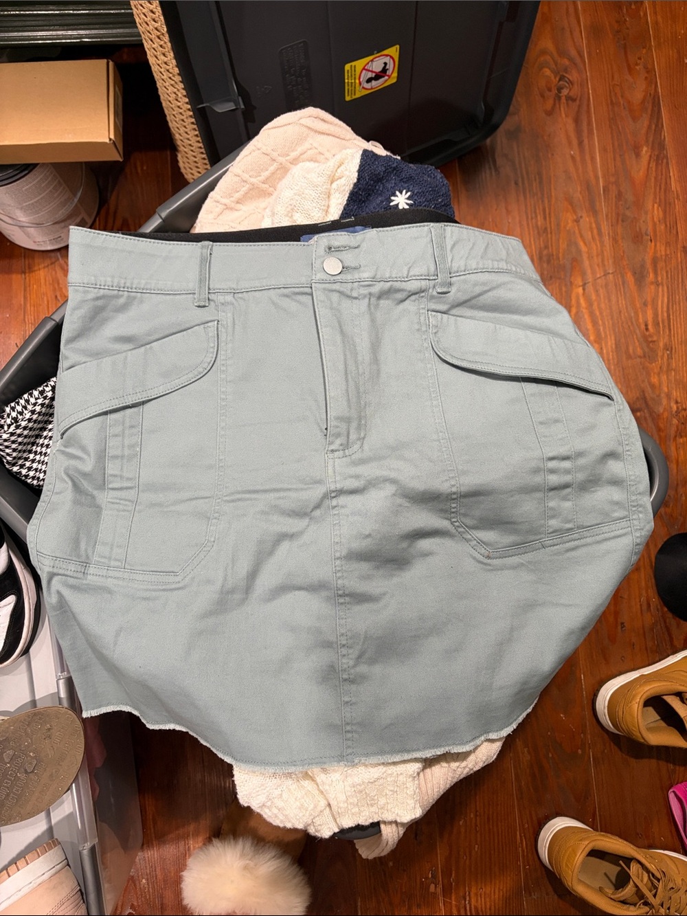 Democracy Sage Green Utility Mini Skirt